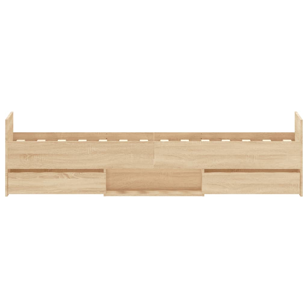 Bedframe met hoofd- en voeteneinde sonoma eikenkleur 75x190 cm is nu te koop bij PeponiXL, paradijselijk wonen!