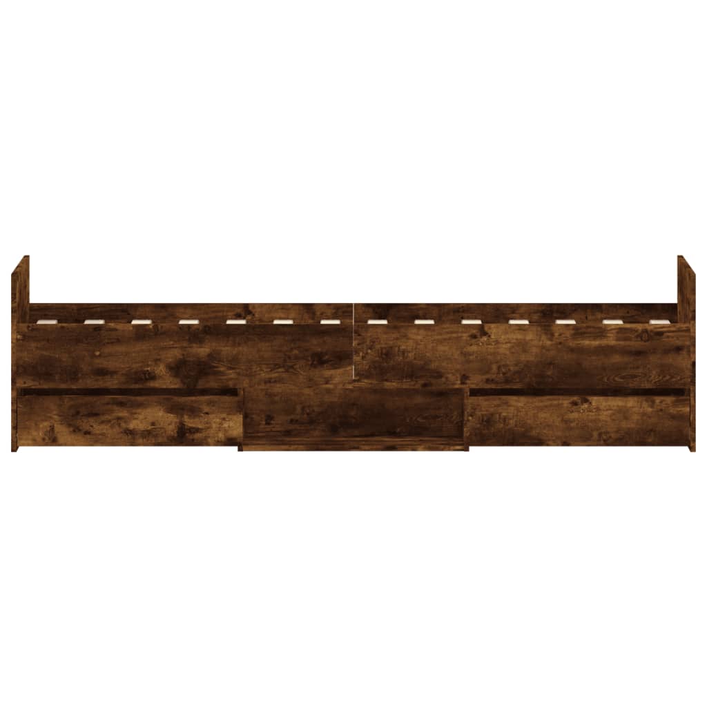 Bedframe met hoofd- en voeteneinde gerookt eiken 75x190 cm is nu te koop bij PeponiXL, paradijselijk wonen!