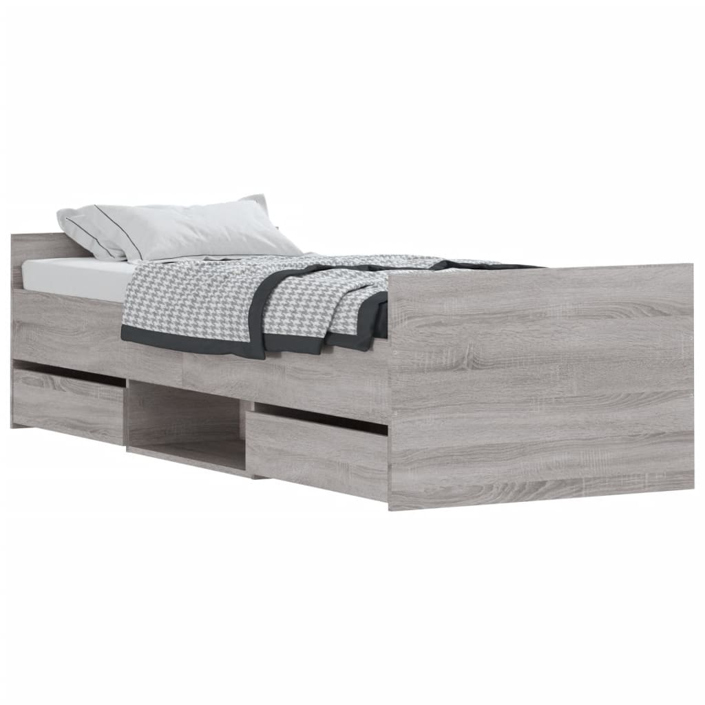 Bedframe met hoofd- en voeteneinde grijs sonoma 75x190 cm is nu te koop bij PeponiXL, paradijselijk wonen!