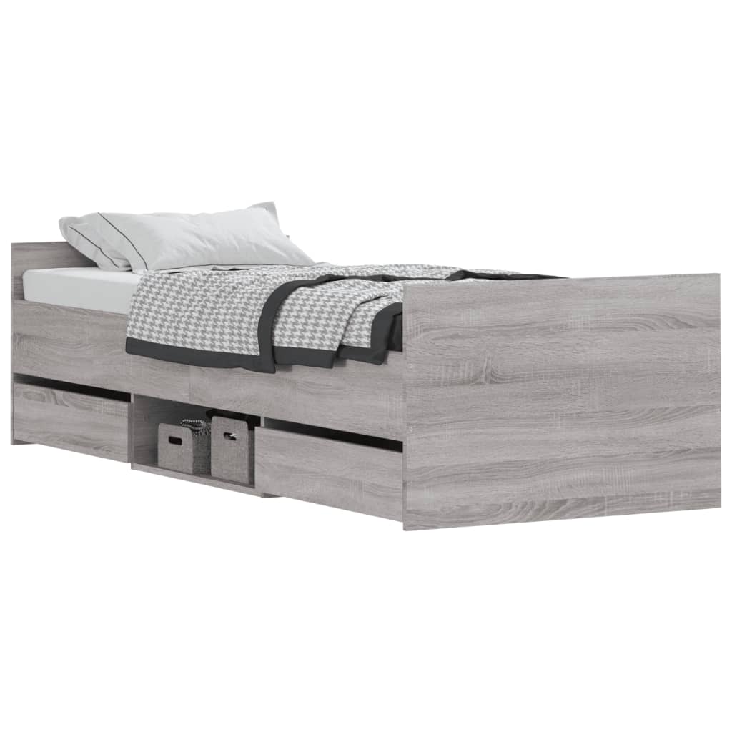 Bedframe met hoofd- en voeteneinde grijs sonoma 75x190 cm is nu te koop bij PeponiXL, paradijselijk wonen!