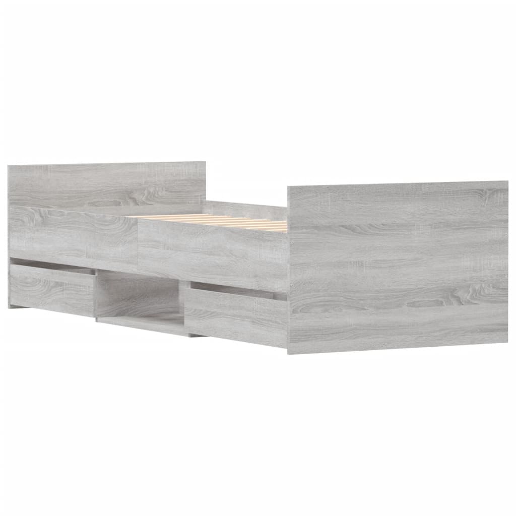 Bedframe met hoofd- en voeteneinde grijs sonoma 75x190 cm is nu te koop bij PeponiXL, paradijselijk wonen!