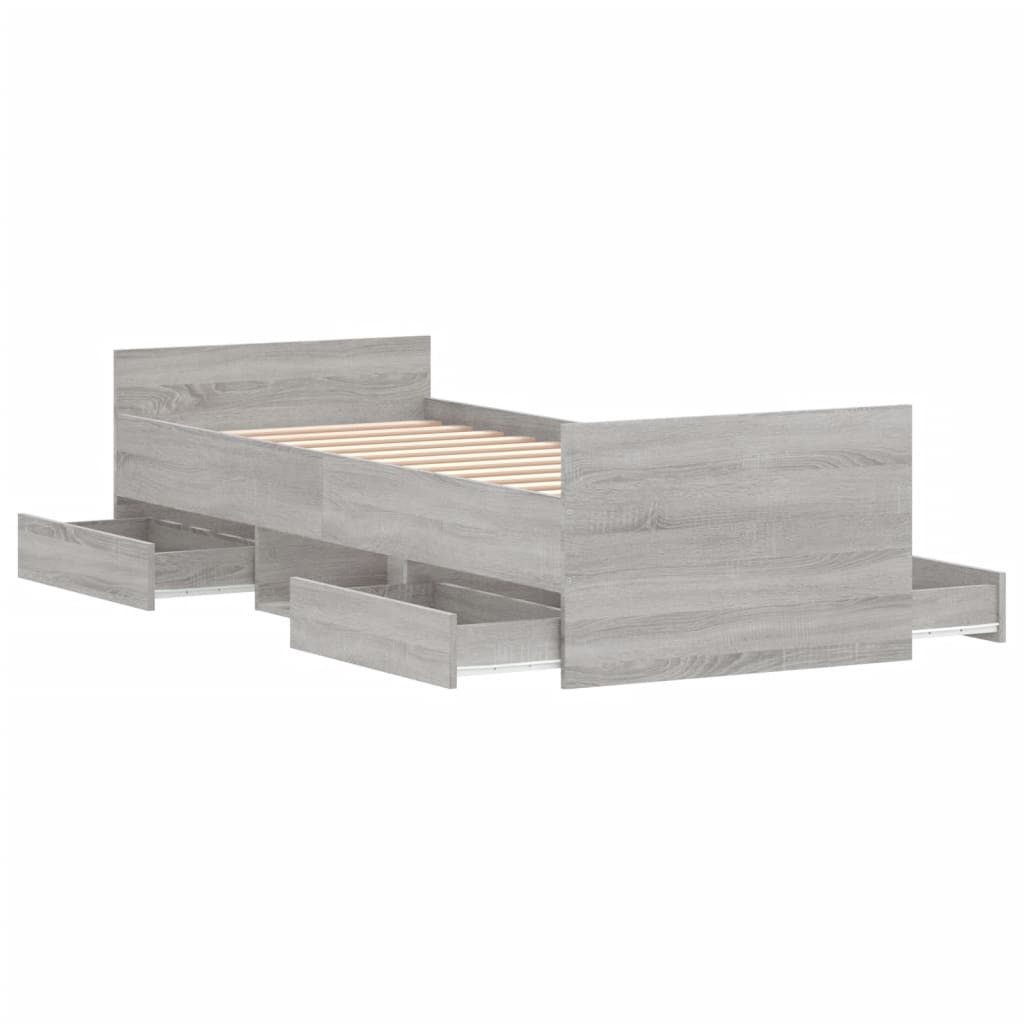 Bedframe met hoofd- en voeteneinde grijs sonoma 75x190 cm is nu te koop bij PeponiXL, paradijselijk wonen!