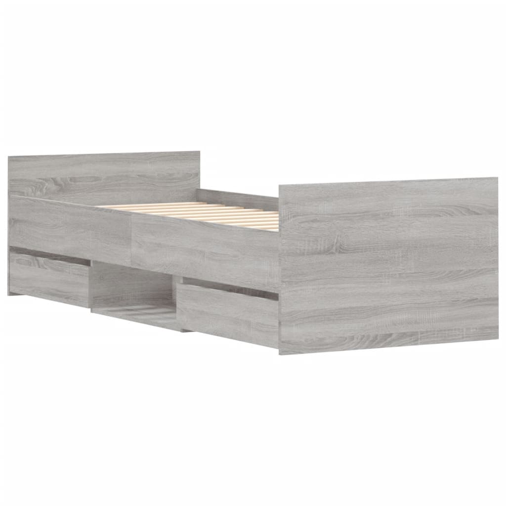 Bedframe met hoofd- en voeteneinde grijs sonoma 75x190 cm is nu te koop bij PeponiXL, paradijselijk wonen!