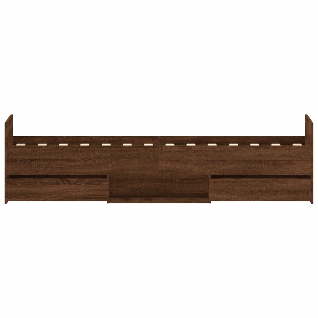 Bedframe met hoofd- en voeteneinde bruin eikenkleur 75x190 cm is nu te koop bij PeponiXL, paradijselijk wonen!