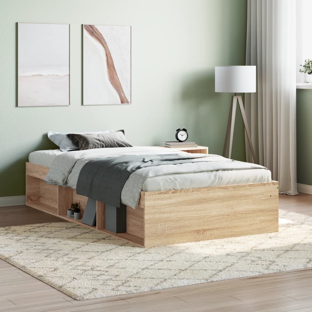 Bedframe sonoma eikenkleurig 90x200 cm is nu te koop bij PeponiXL, paradijselijk wonen!