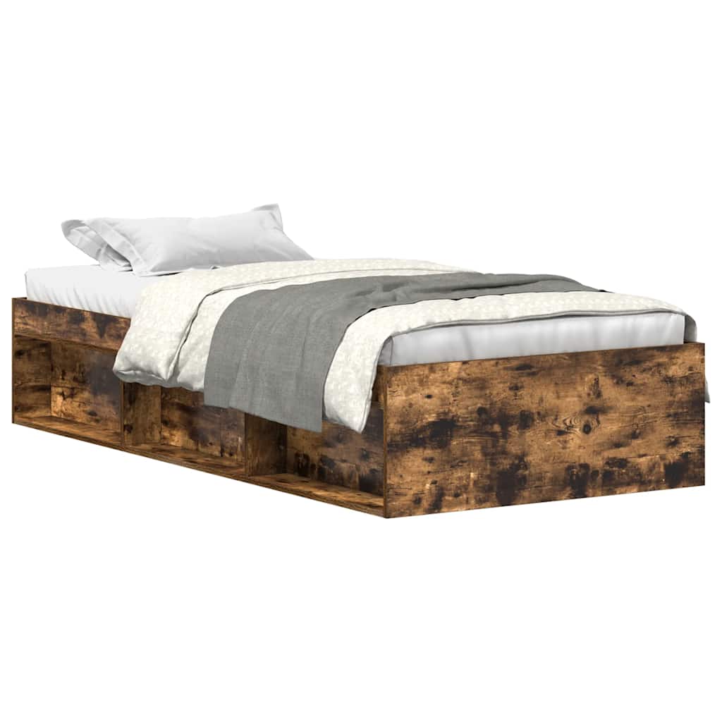 Bedframe gerookt eikenkleurig 90x200 cm is nu te koop bij PeponiXL, paradijselijk wonen!