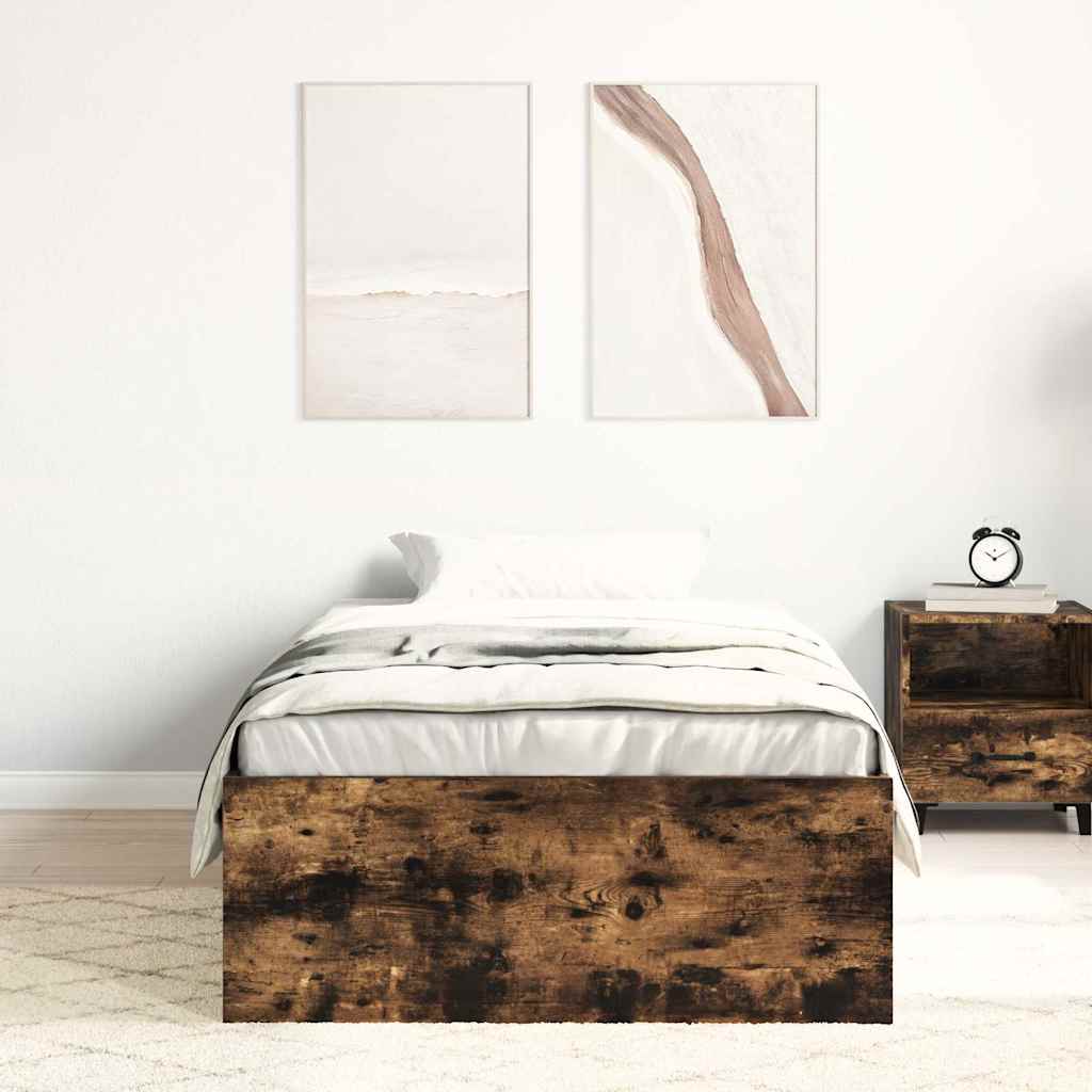 Bedframe gerookt eikenkleurig 90x200 cm is nu te koop bij PeponiXL, paradijselijk wonen!
