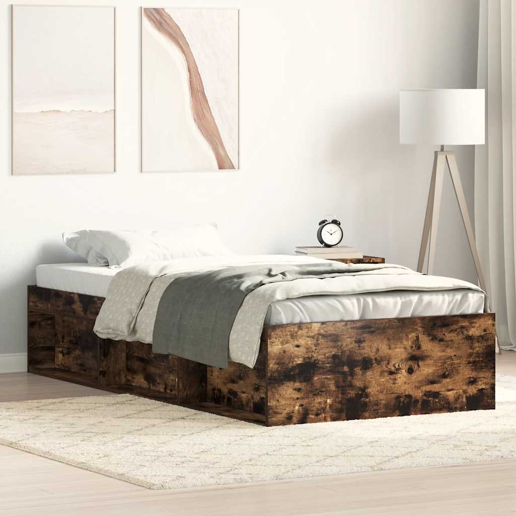 Bedframe gerookt eikenkleurig 90x200 cm is nu te koop bij PeponiXL, paradijselijk wonen!