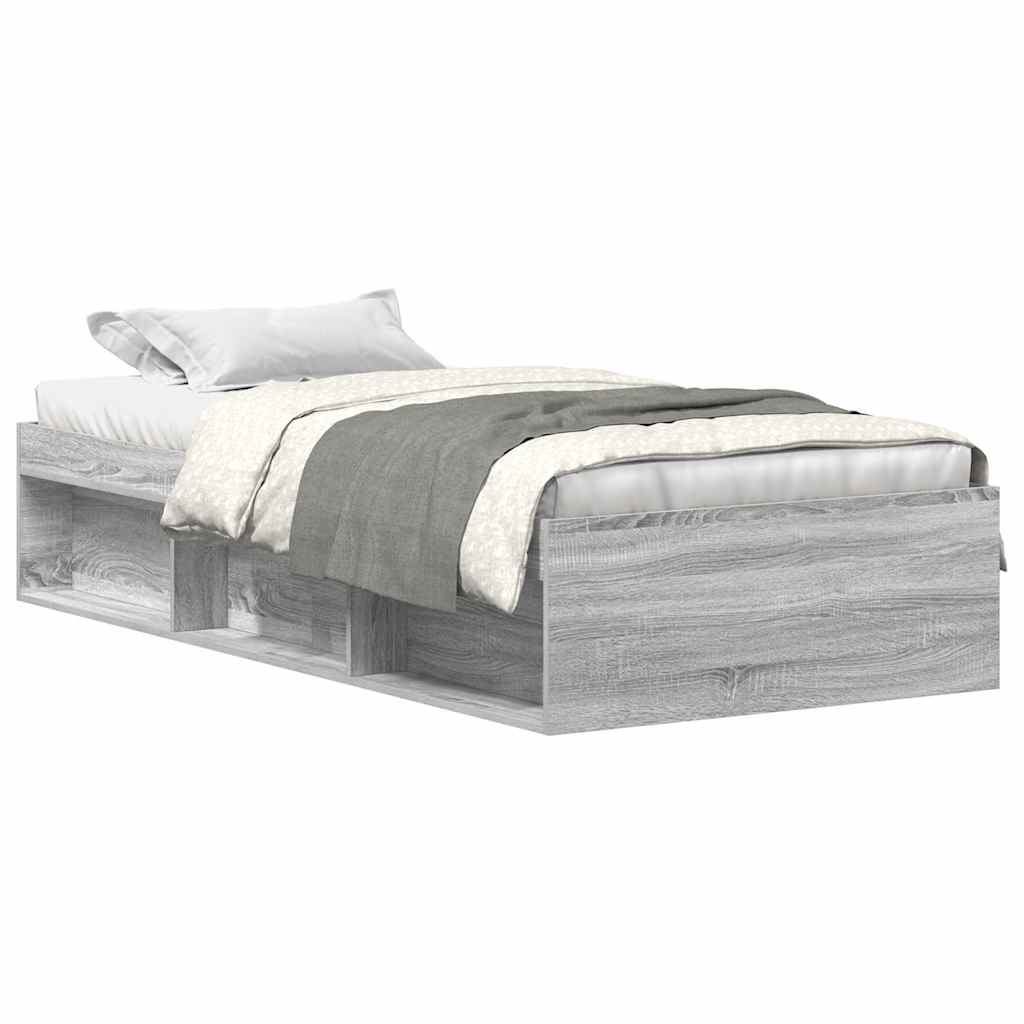 Bedframe grijs sonoma eikenkleurig 90x200 cm is nu te koop bij PeponiXL, paradijselijk wonen!