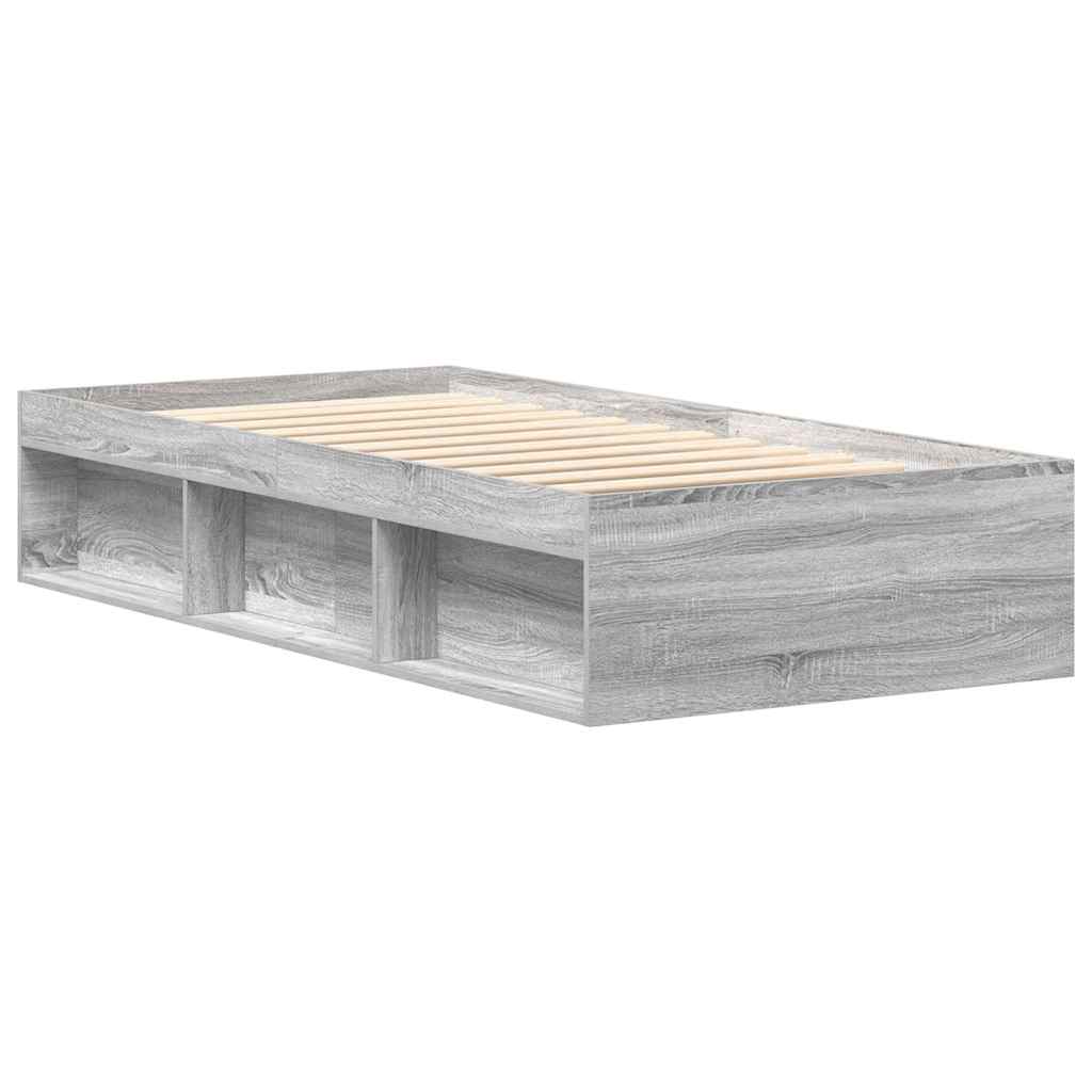 Bedframe grijs sonoma eikenkleurig 90x200 cm is nu te koop bij PeponiXL, paradijselijk wonen!
