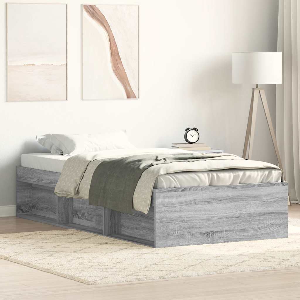 Bedframe grijs sonoma eikenkleurig 90x200 cm is nu te koop bij PeponiXL, paradijselijk wonen!