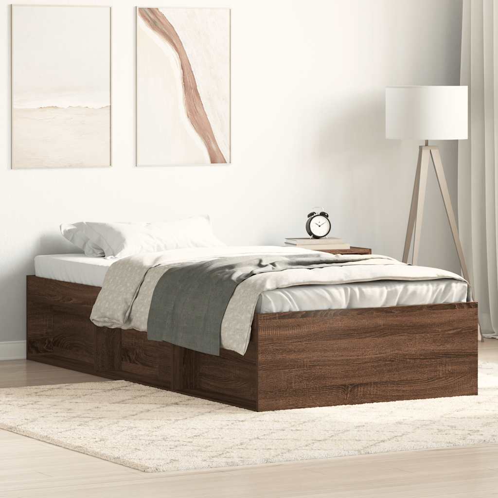 Bedframe bruin eikenkleur 90x200 cm is nu te koop bij PeponiXL, paradijselijk wonen!