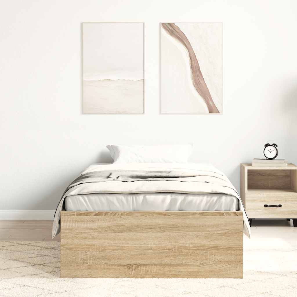 Bedframe sonoma eikenkleurig 100x200 cm is nu te koop bij PeponiXL, paradijselijk wonen!