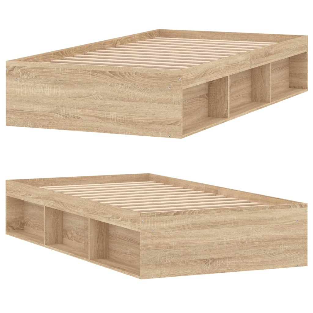 Bedframe sonoma eikenkleurig 100x200 cm is nu te koop bij PeponiXL, paradijselijk wonen!