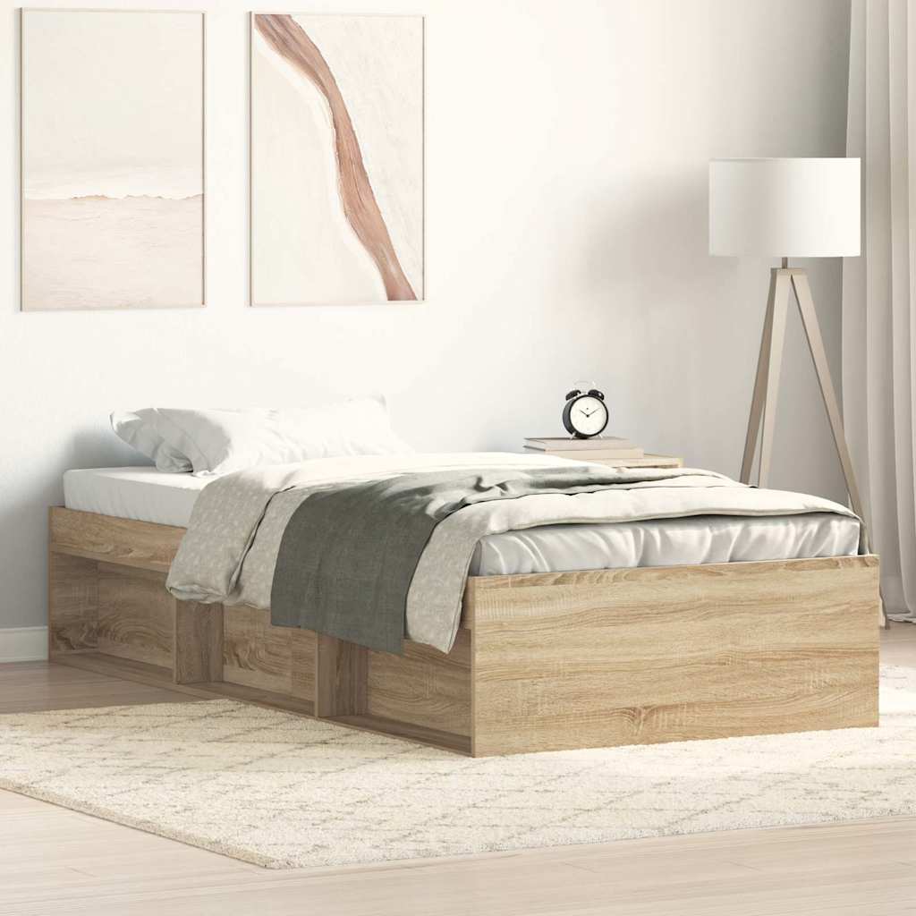 Bedframe sonoma eikenkleurig 100x200 cm is nu te koop bij PeponiXL, paradijselijk wonen!