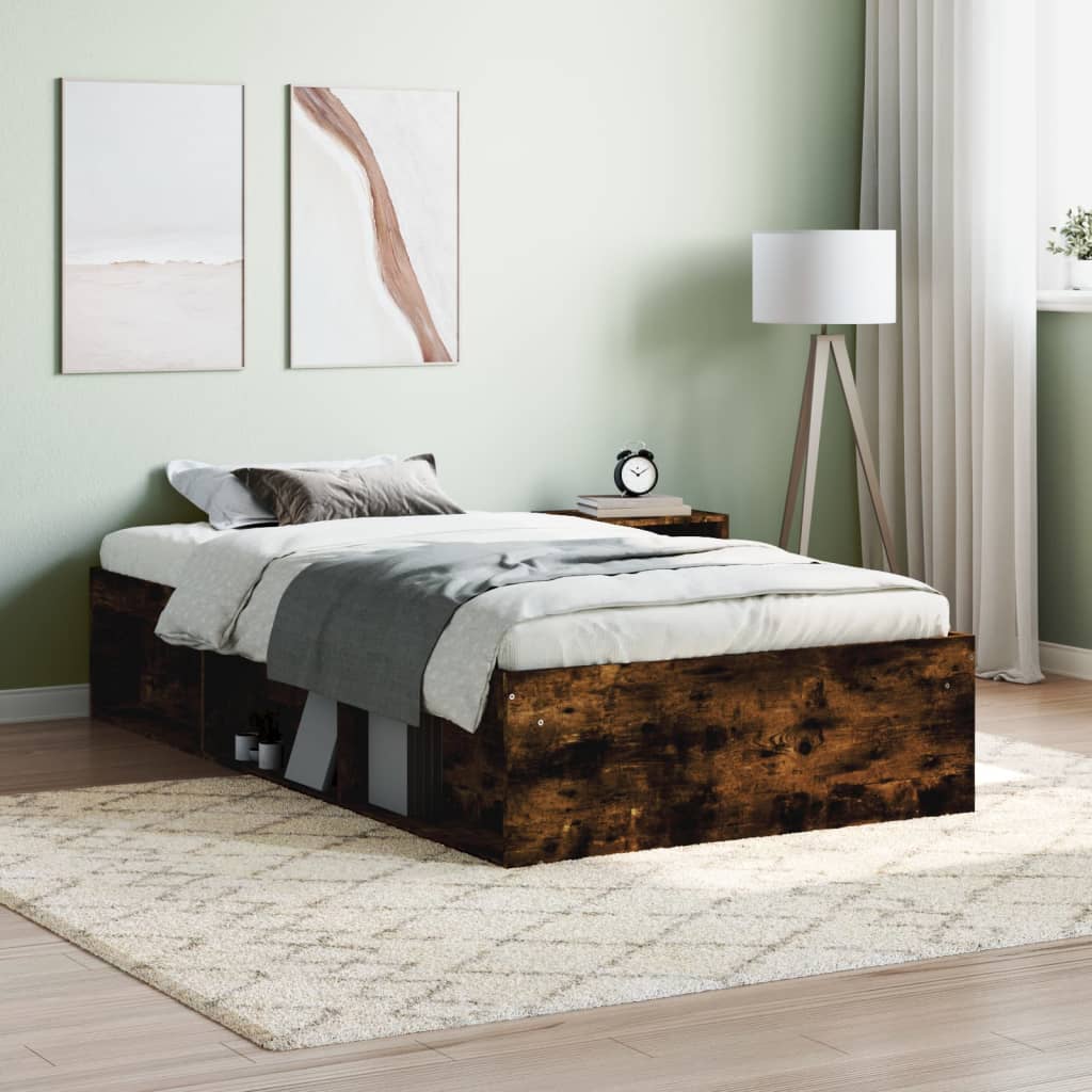 Bedframe gerookt eikenkleurig 100x200 cm is nu te koop bij PeponiXL, paradijselijk wonen!