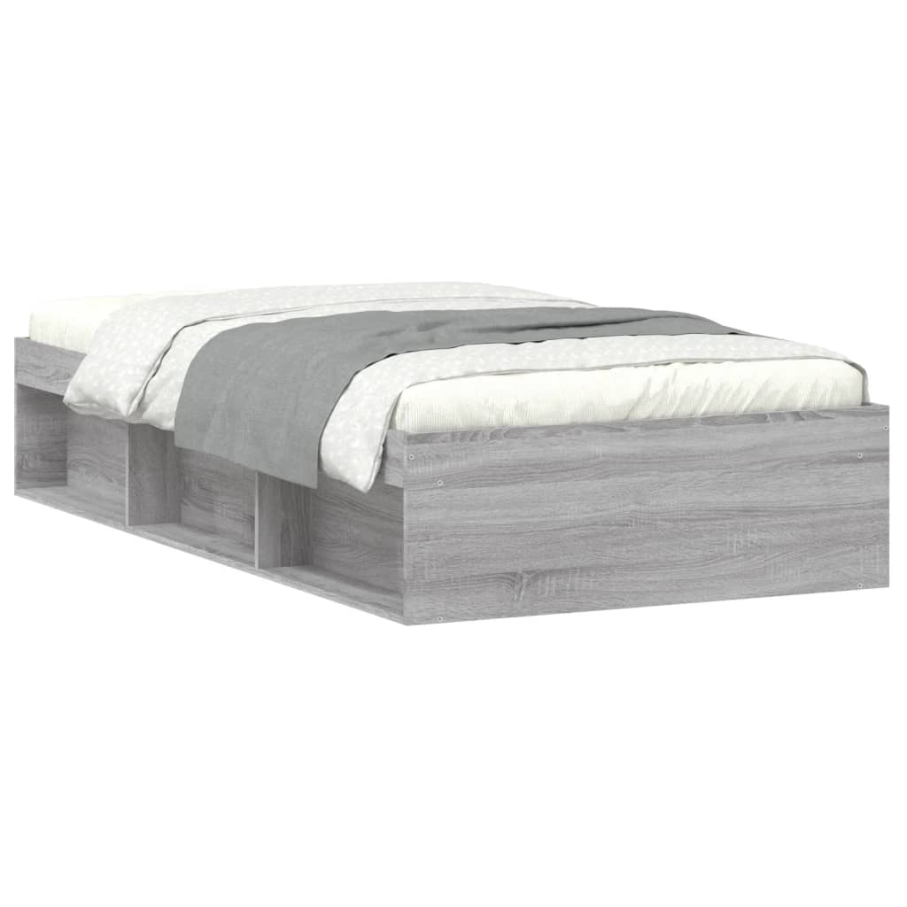 Bedframe grijs sonoma eikenkleurig 100x200 cm is nu te koop bij PeponiXL, paradijselijk wonen!