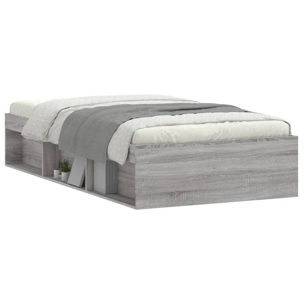Bedframe grijs sonoma eikenkleurig 100x200 cm is nu te koop bij PeponiXL, paradijselijk wonen!