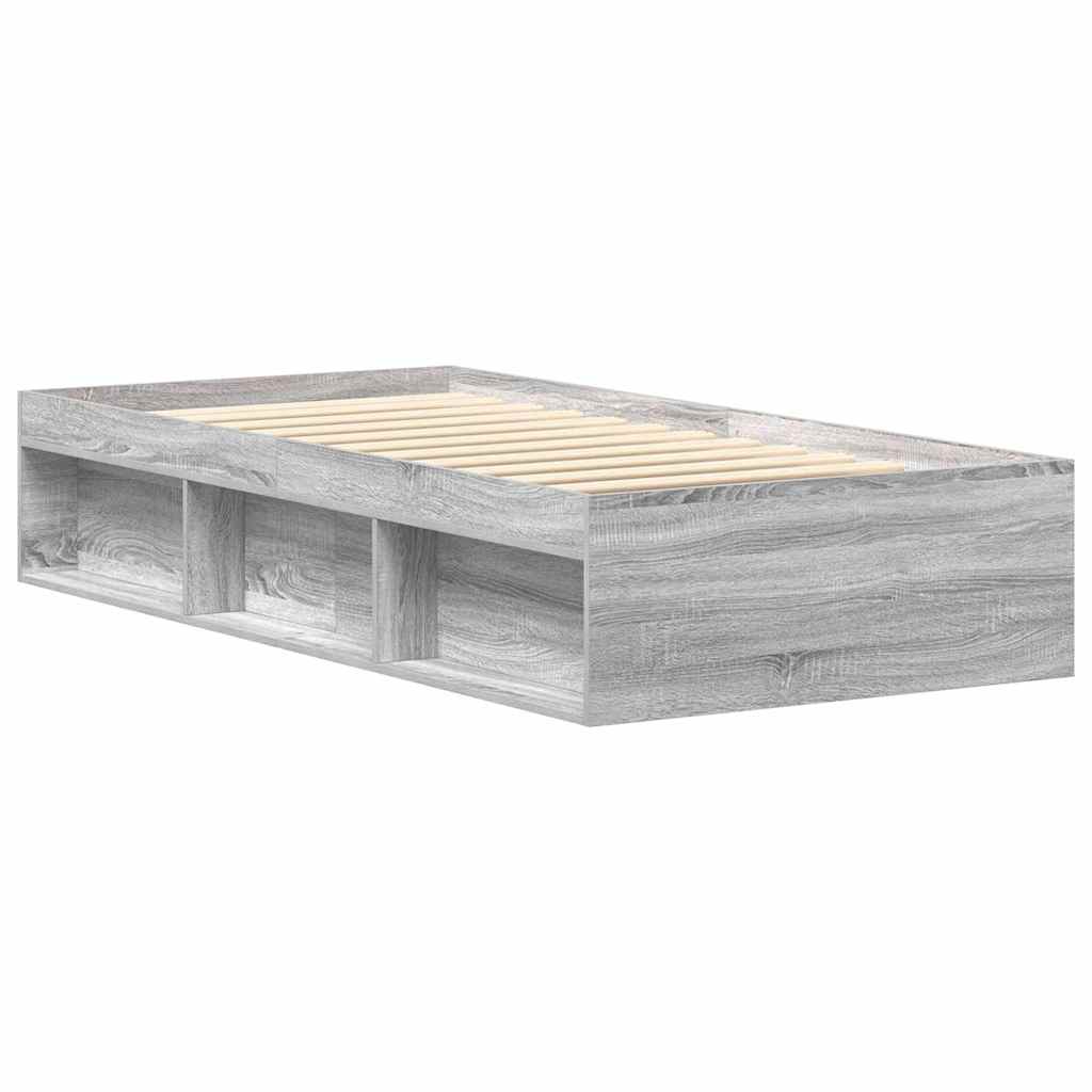 Bedframe grijs sonoma eikenkleurig 100x200 cm is nu te koop bij PeponiXL, paradijselijk wonen!