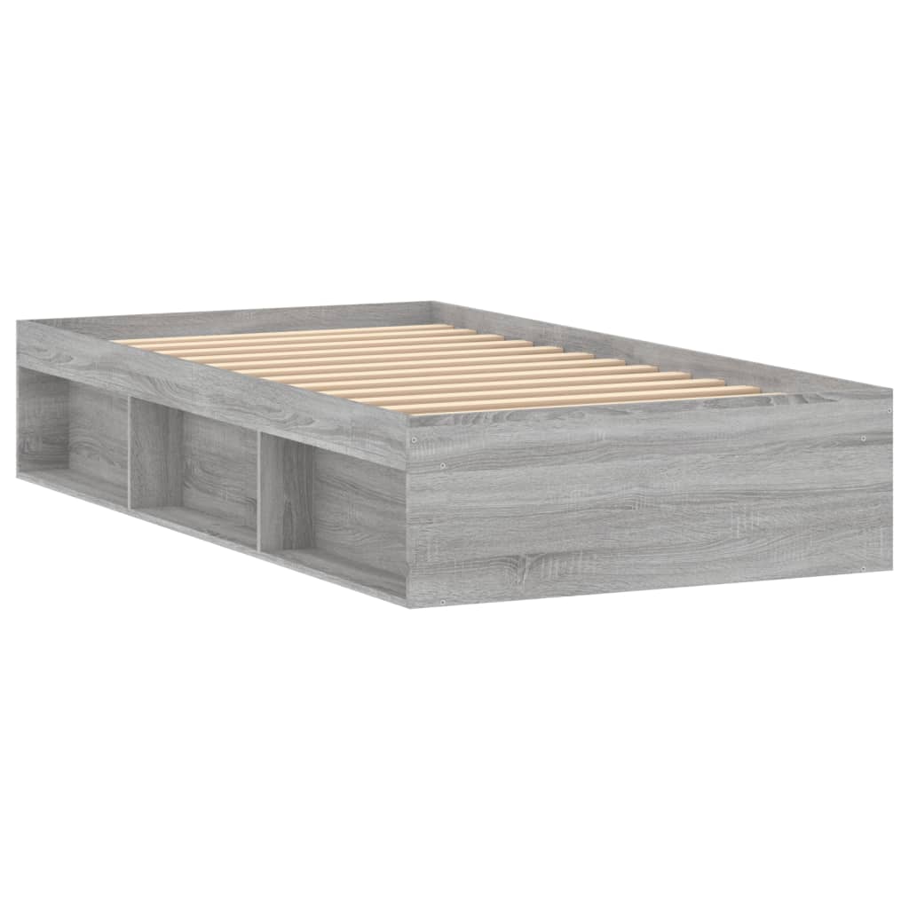 Bedframe grijs sonoma eikenkleurig 100x200 cm is nu te koop bij PeponiXL, paradijselijk wonen!