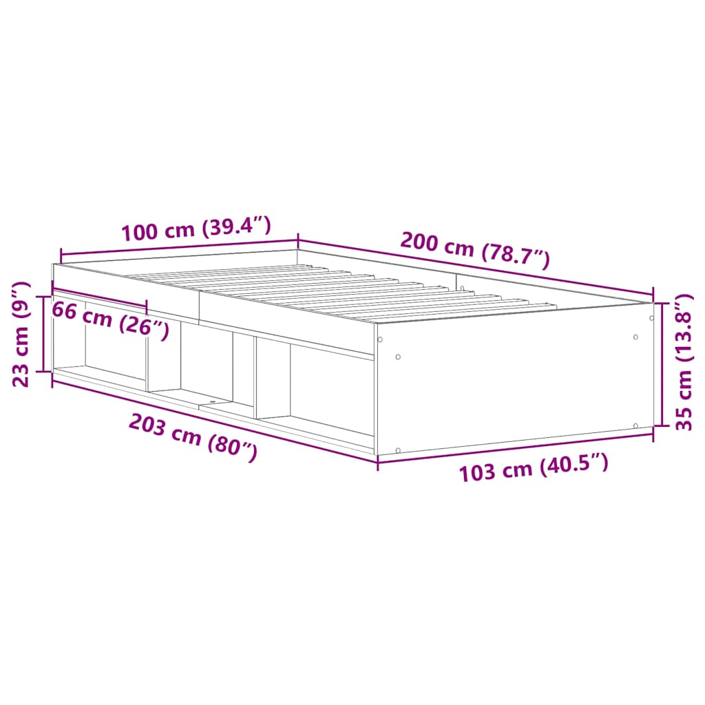 Bedframe bruin eikenkleur 100x200 cm is nu te koop bij PeponiXL, paradijselijk wonen!