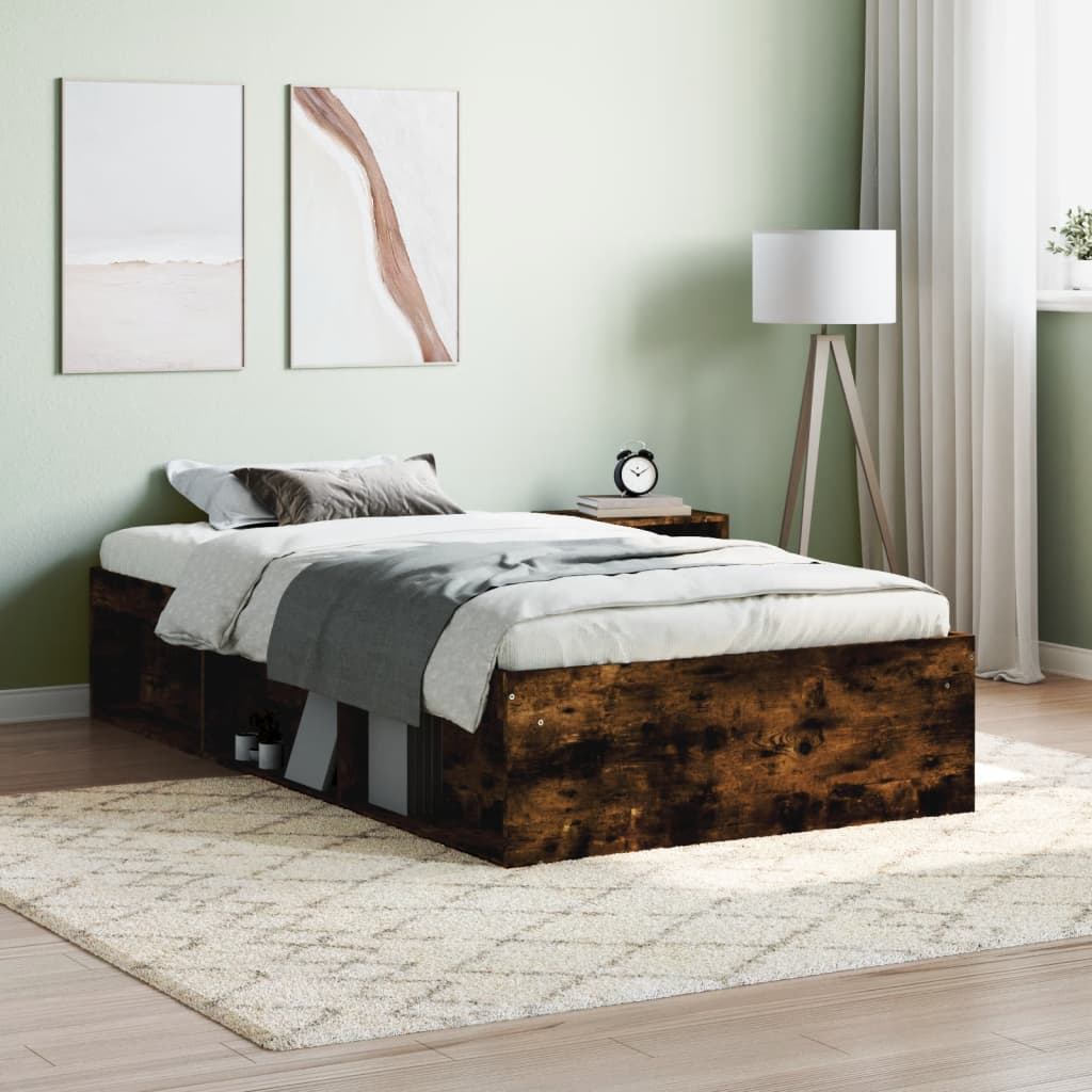 Bedframe gerookt eikenkleurig 90x190 cm is nu te koop bij PeponiXL, paradijselijk wonen!