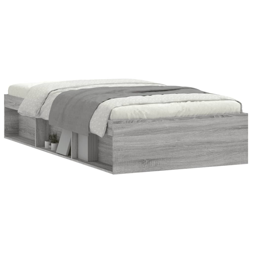 Bedframe grijs sonoma eikenkleurig 90x190 cm is nu te koop bij PeponiXL, paradijselijk wonen!
