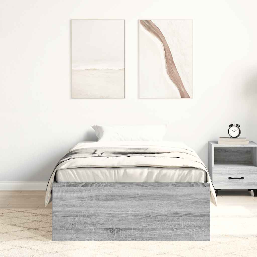 Bedframe grijs sonoma eikenkleurig 90x190 cm is nu te koop bij PeponiXL, paradijselijk wonen!