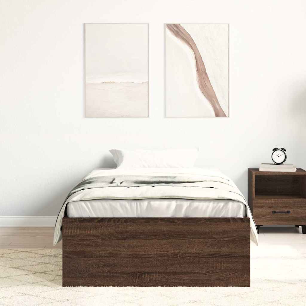 Bedframe bruin eikenkleur 90x190 cm is nu te koop bij PeponiXL, paradijselijk wonen!