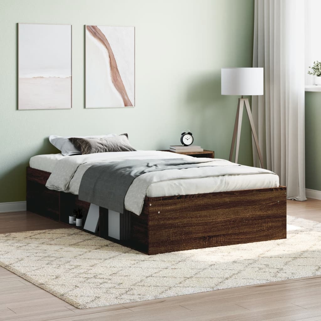 Bedframe bruin eikenkleur 90x190 cm is nu te koop bij PeponiXL, paradijselijk wonen!