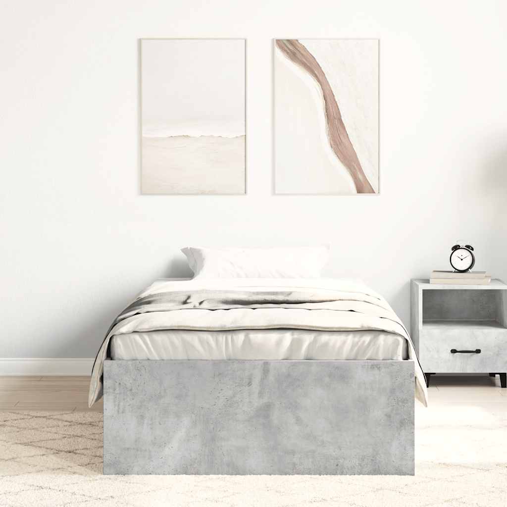 Bedframe betongrijs 75x190 cm is nu te koop bij PeponiXL, paradijselijk wonen!