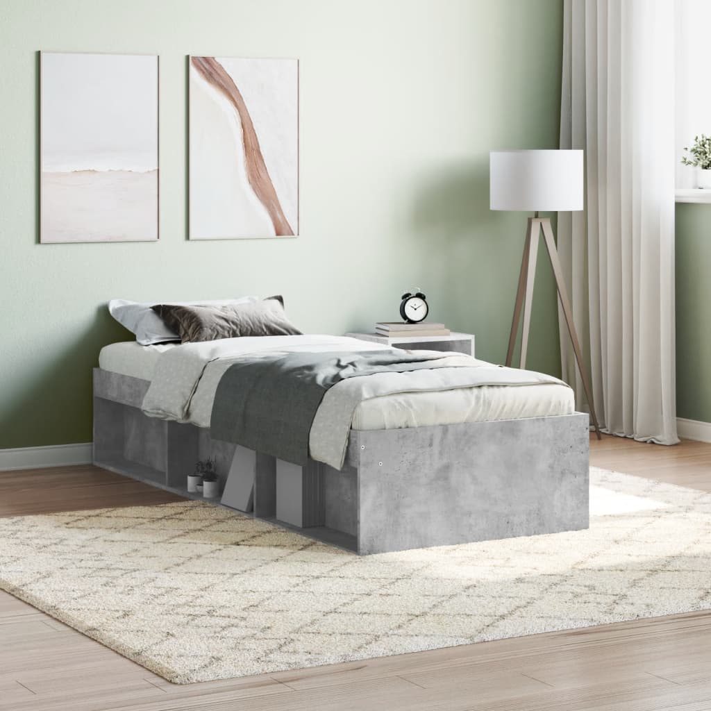Bedframe betongrijs 75x190 cm is nu te koop bij PeponiXL, paradijselijk wonen!