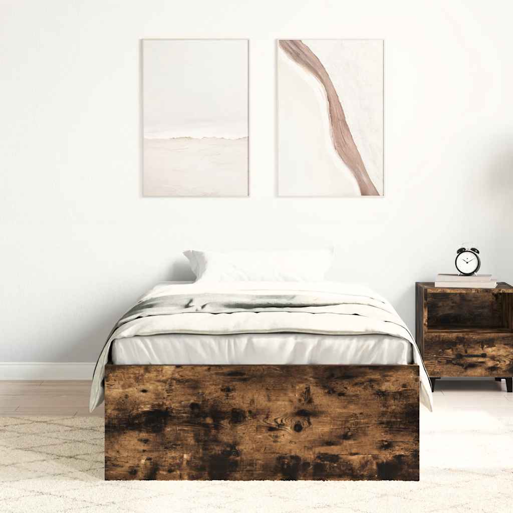 Bedframe gerookt eikenkleurig 75x190 cm is nu te koop bij PeponiXL, paradijselijk wonen!