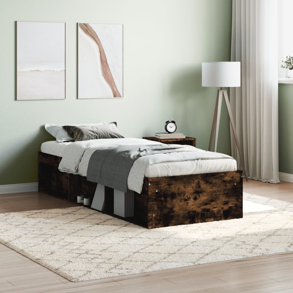 Bedframe gerookt eikenkleurig 75x190 cm is nu te koop bij PeponiXL, paradijselijk wonen!
