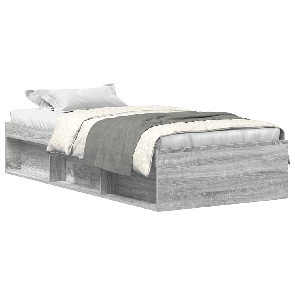 Bedframe grijs sonoma eikenkleurig 75x190 cm is nu te koop bij PeponiXL, paradijselijk wonen!