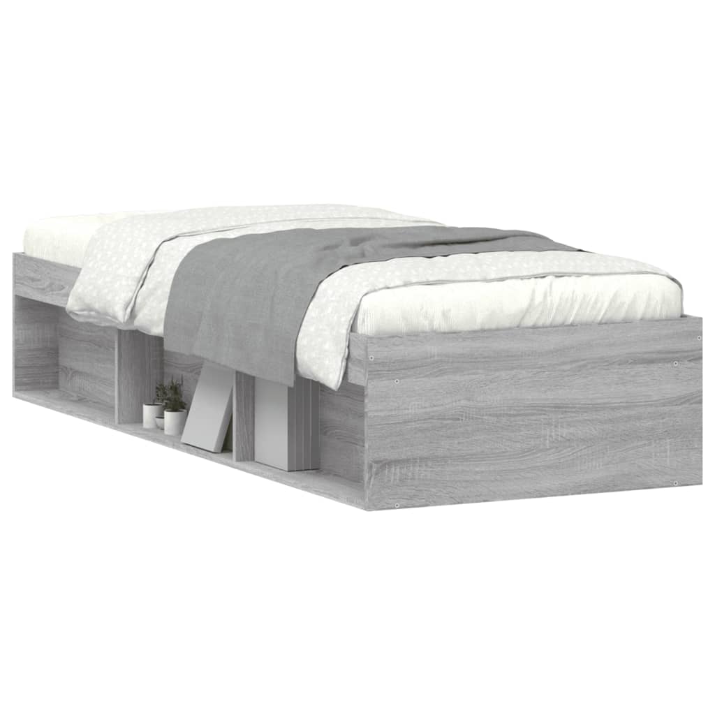 Bedframe grijs sonoma eikenkleurig 75x190 cm is nu te koop bij PeponiXL, paradijselijk wonen!