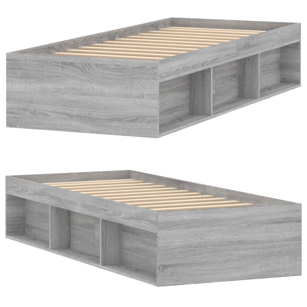 Bedframe grijs sonoma eikenkleurig 75x190 cm is nu te koop bij PeponiXL, paradijselijk wonen!