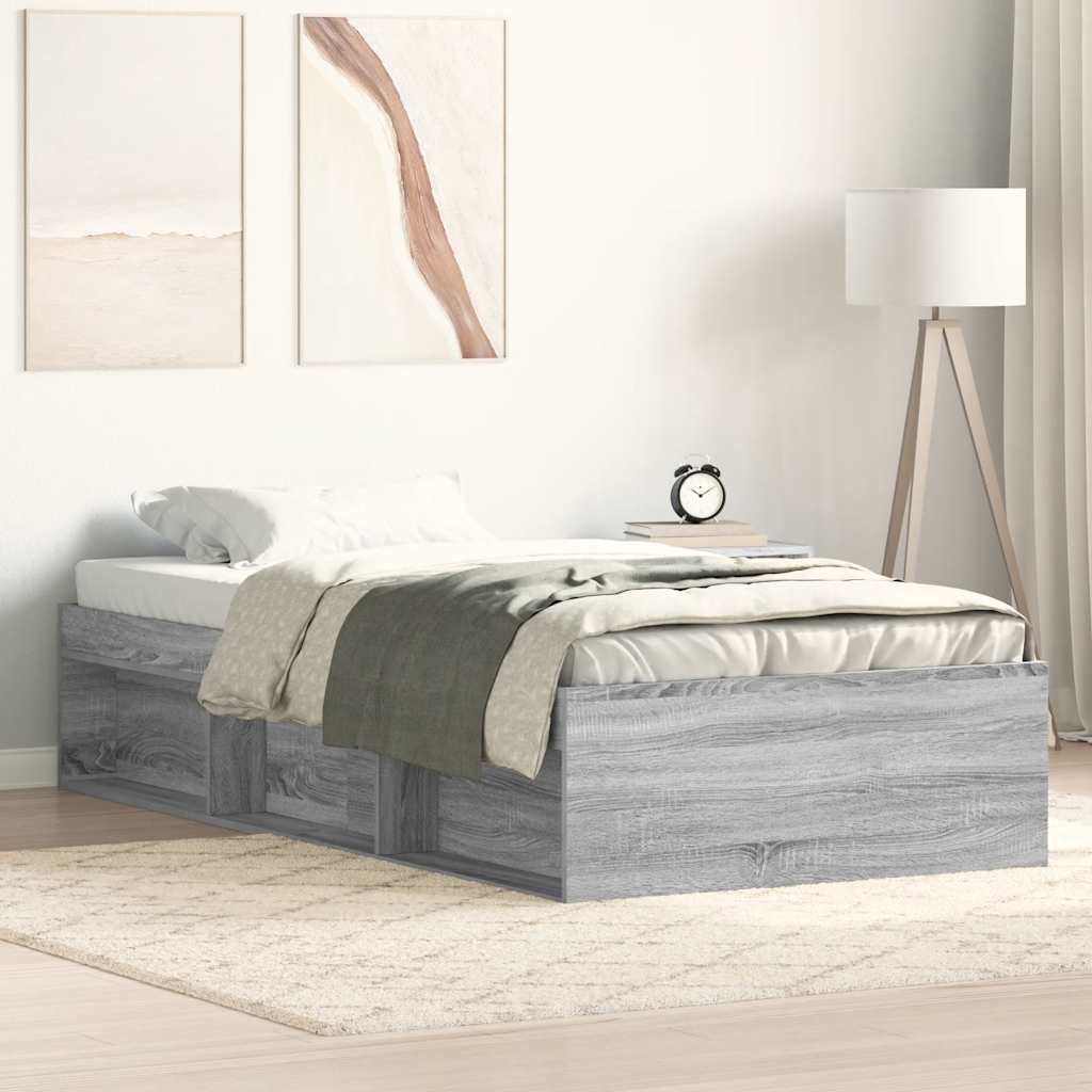 Bedframe grijs sonoma eikenkleurig 75x190 cm is nu te koop bij PeponiXL, paradijselijk wonen!