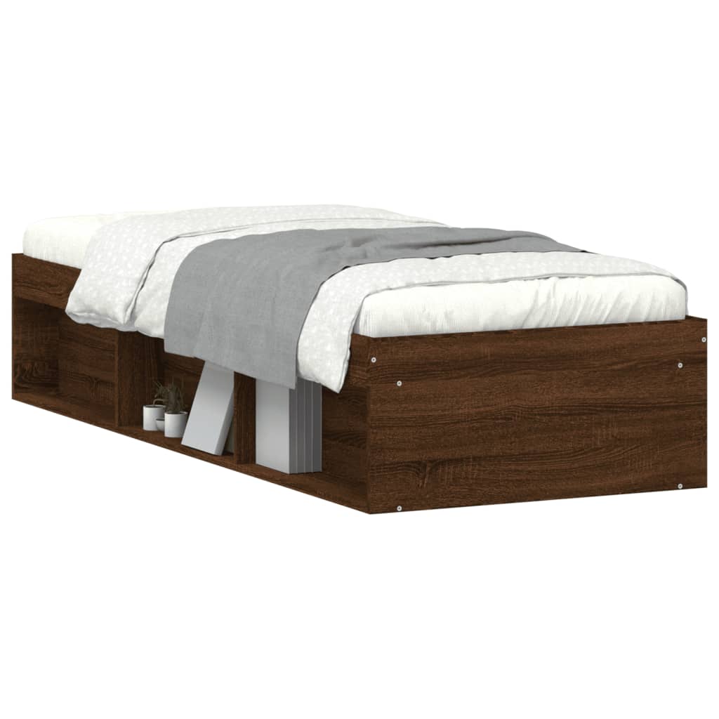 Bedframe bruin eikenkleur 75x190 cm is nu te koop bij PeponiXL, paradijselijk wonen!