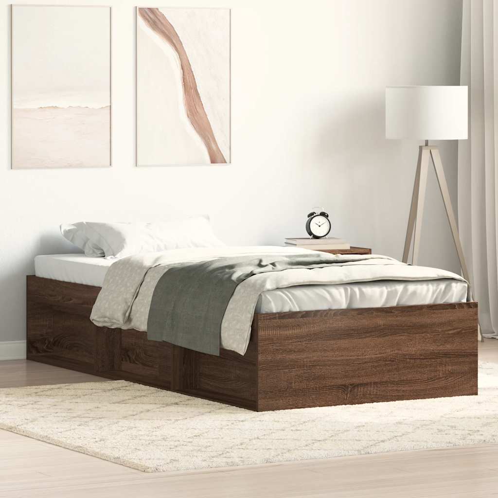 Bedframe bruin eikenkleur 75x190 cm is nu te koop bij PeponiXL, paradijselijk wonen!
