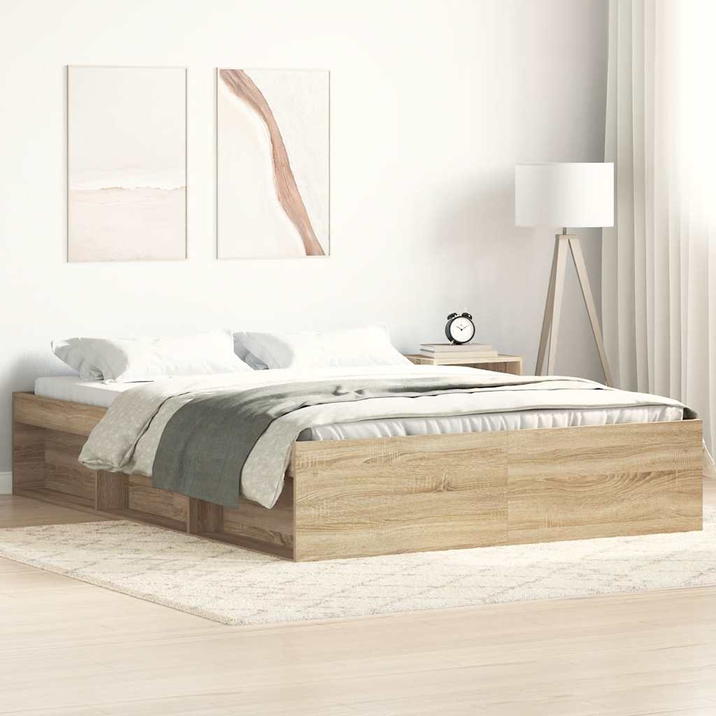 Bedframe sonoma eikenkleurig 120x200 cm is nu te koop bij PeponiXL, paradijselijk wonen!