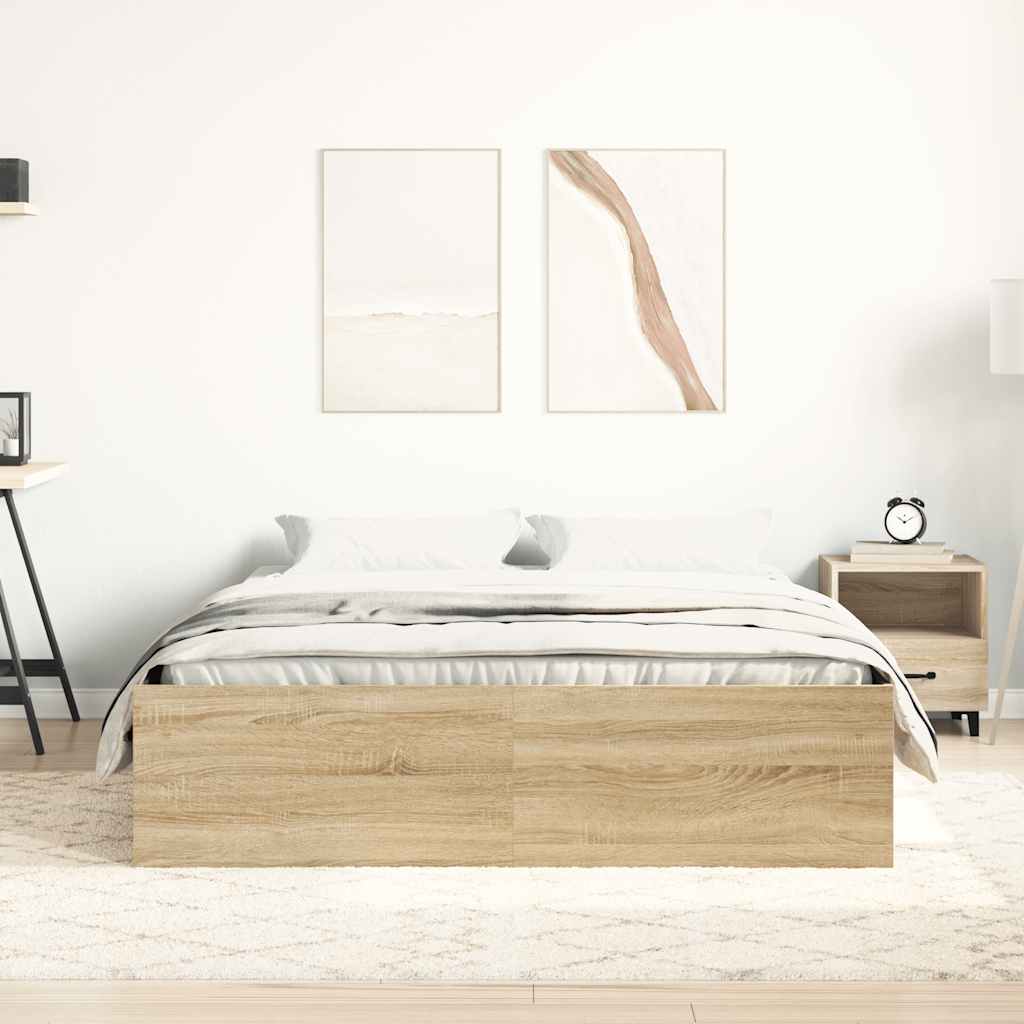 Bedframe sonoma eikenkleurig 140x200 cm is nu te koop bij PeponiXL, paradijselijk wonen!