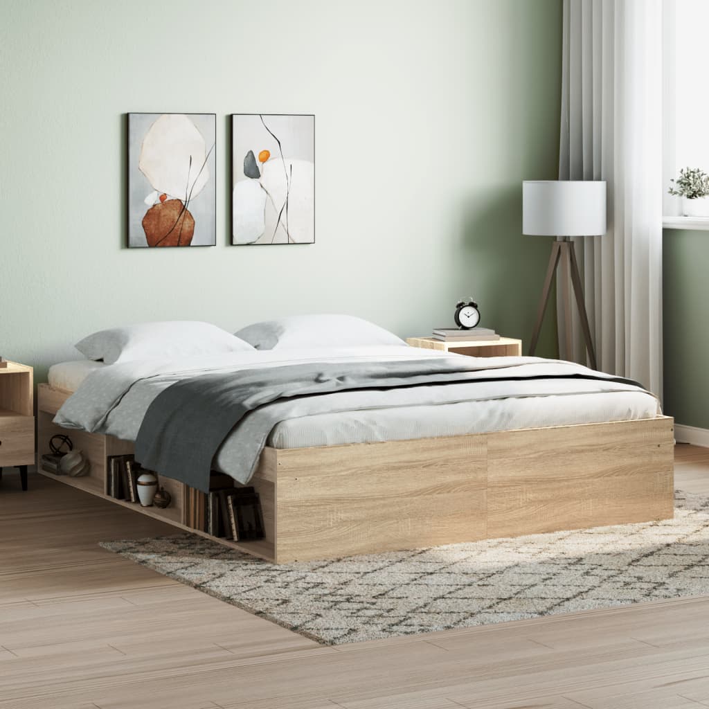 Bedframe sonoma eikenkleurig 140x200 cm is nu te koop bij PeponiXL, paradijselijk wonen!
