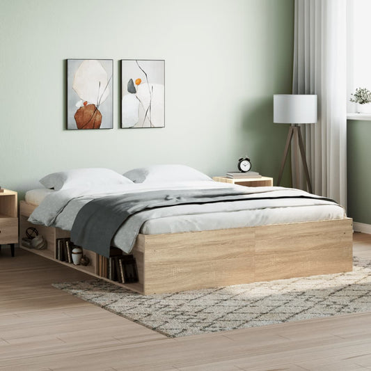 Bedframe sonoma eikenkleurig 140x200 cm is nu te koop bij PeponiXL, paradijselijk wonen!