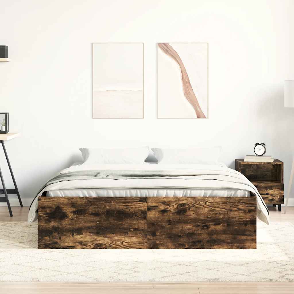 Bedframe gerookt eikenkleurig 140x200 cm is nu te koop bij PeponiXL, paradijselijk wonen!