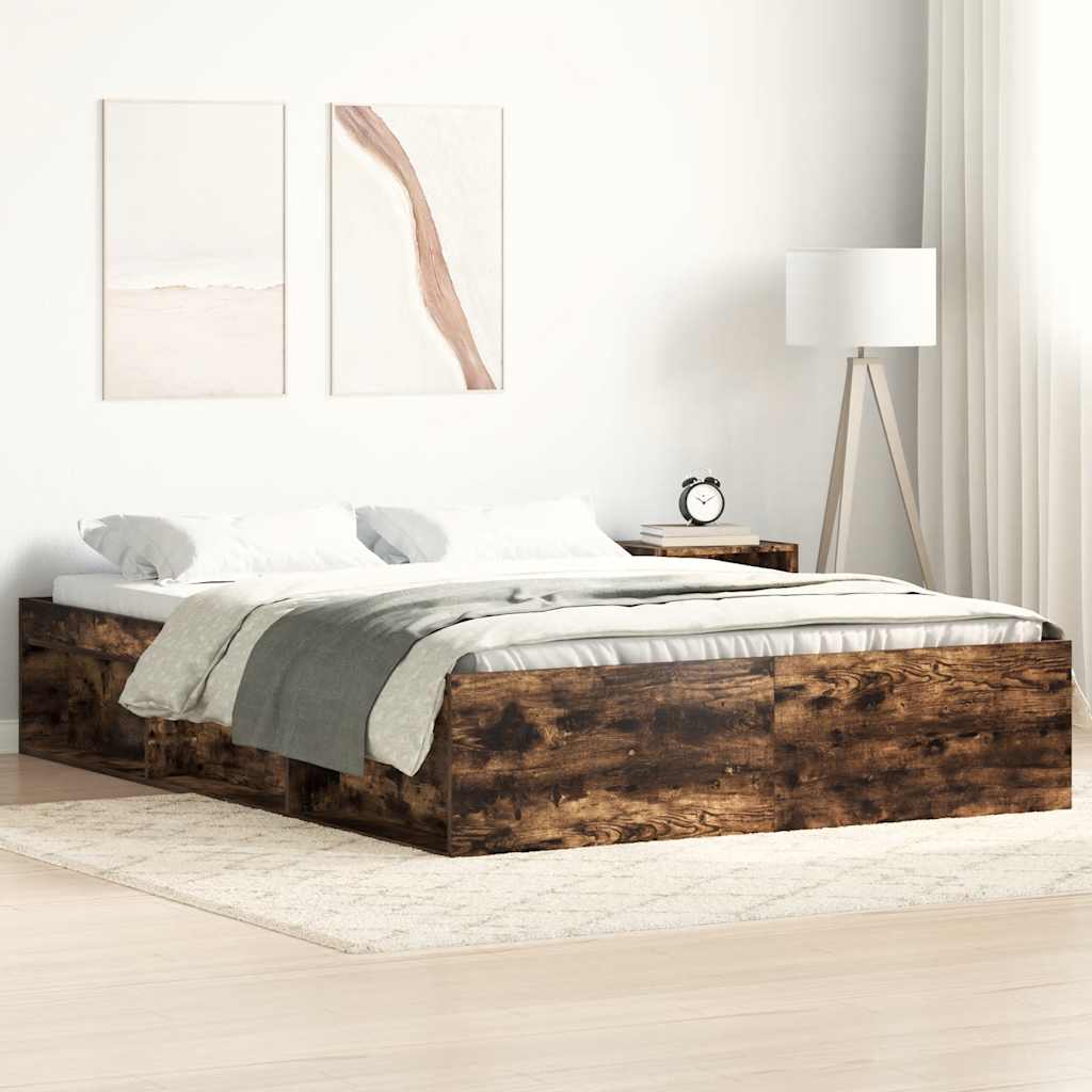 Bedframe gerookt eikenkleurig 140x200 cm is nu te koop bij PeponiXL, paradijselijk wonen!
