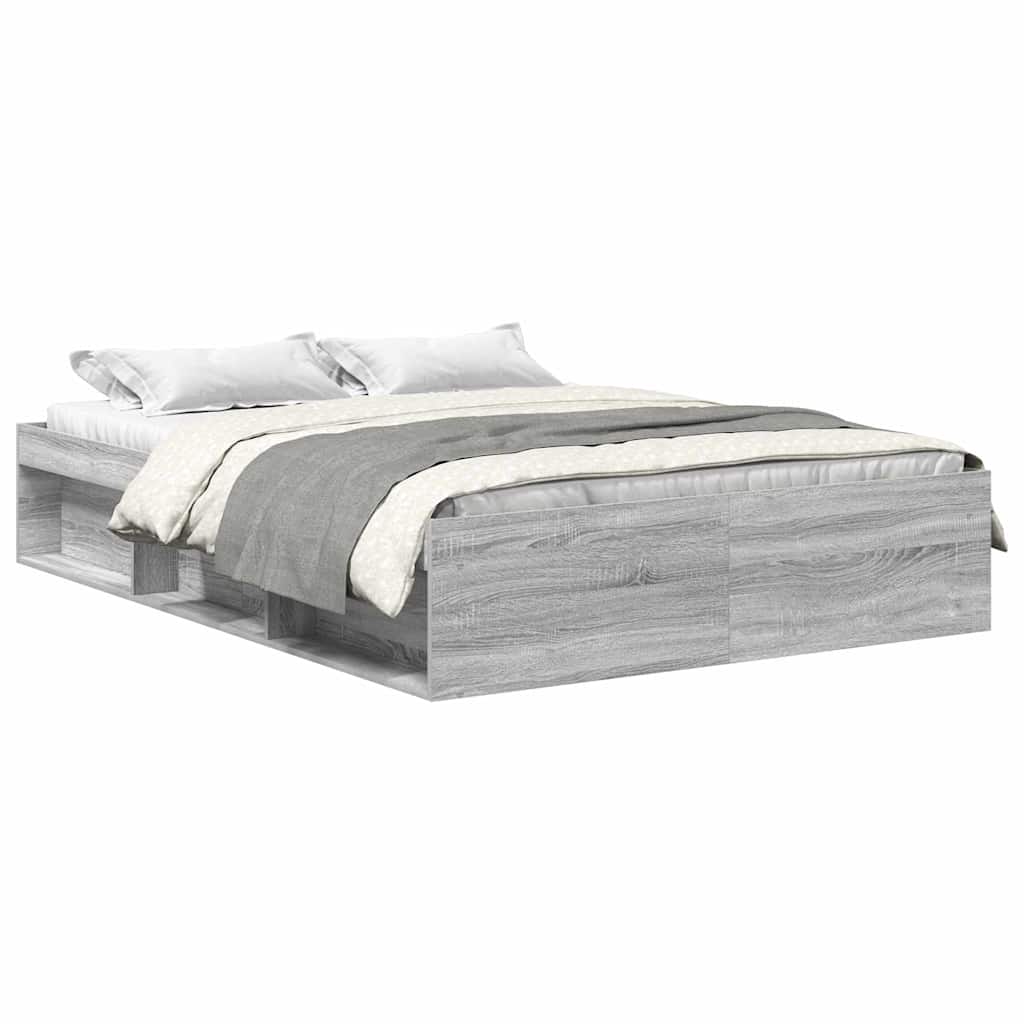 Bedframe grijs sonoma eikenkleurig 140x200 cm is nu te koop bij PeponiXL, paradijselijk wonen!