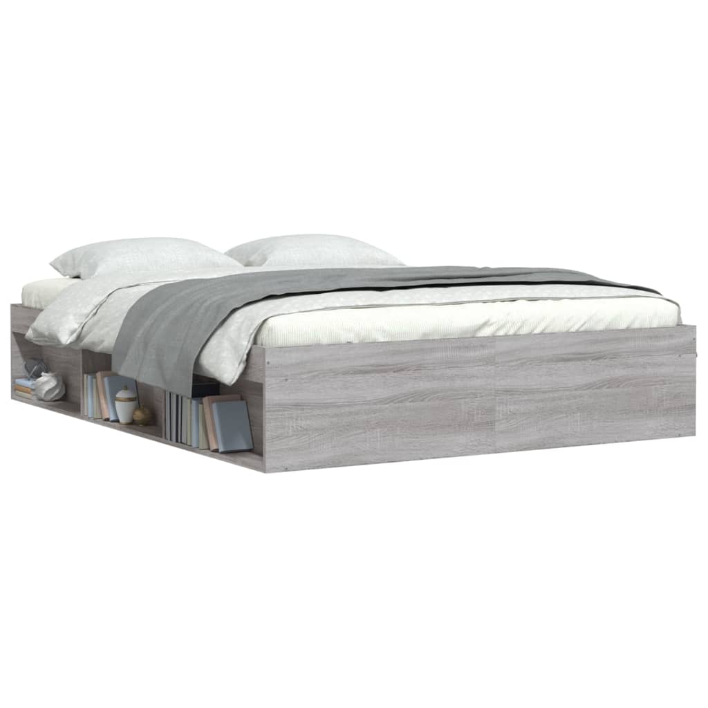Bedframe grijs sonoma eikenkleurig 140x200 cm is nu te koop bij PeponiXL, paradijselijk wonen!