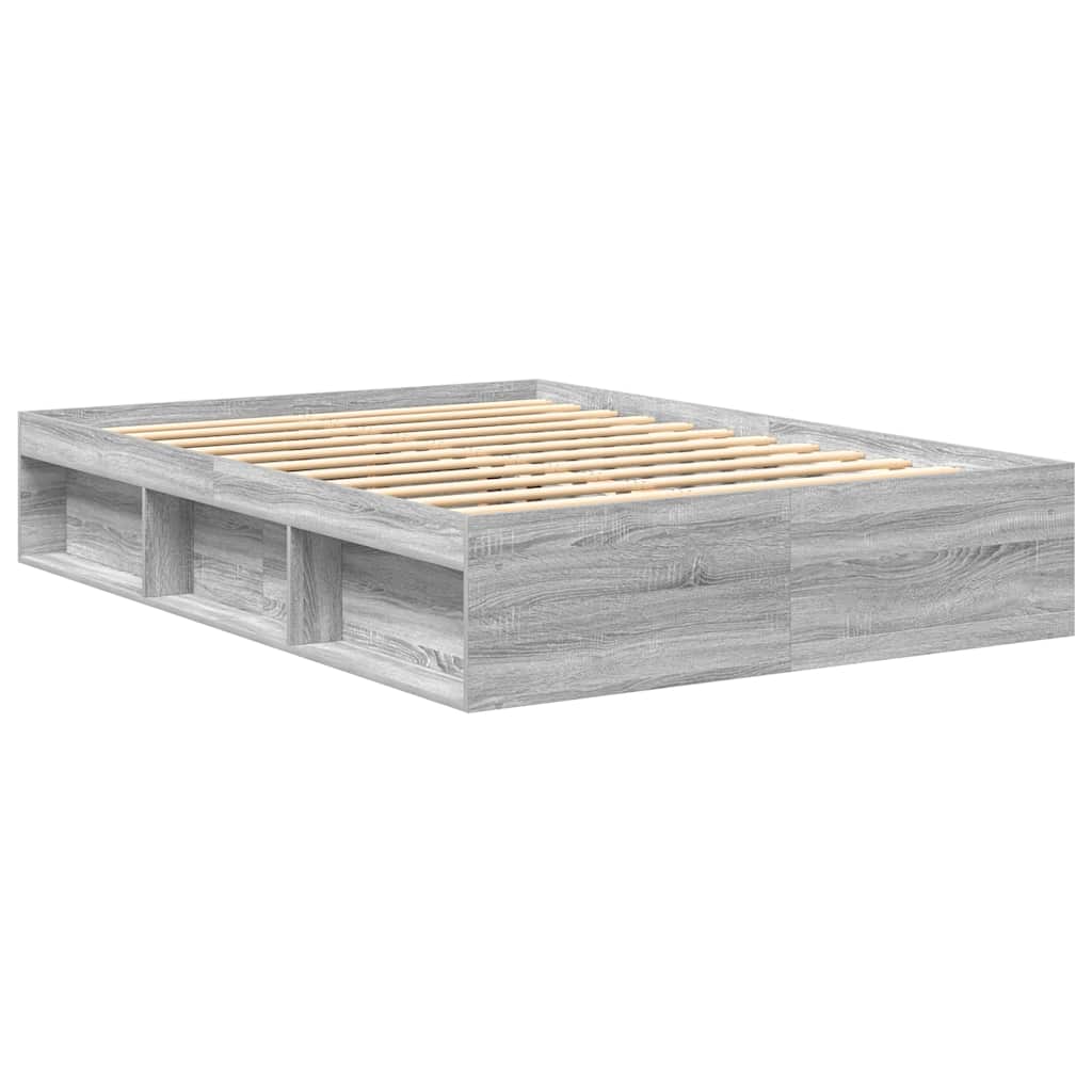 Bedframe grijs sonoma eikenkleurig 140x200 cm is nu te koop bij PeponiXL, paradijselijk wonen!