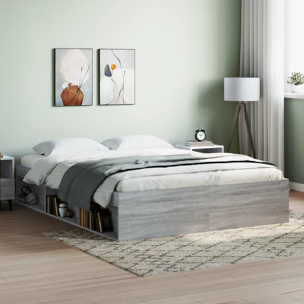 Bedframe grijs sonoma eikenkleurig 140x200 cm is nu te koop bij PeponiXL, paradijselijk wonen!